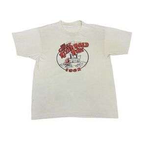 Vintage 1982 Great River Road Run Shirt Tan Race Alton Illinois Single Stitch